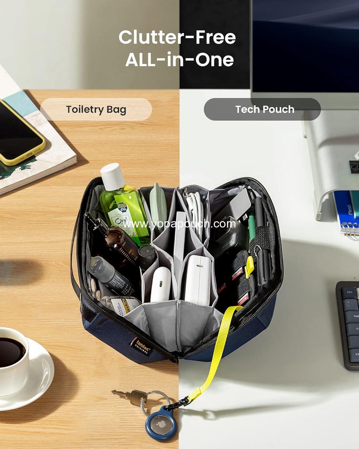 Wholesale Water-Resistant Electronic Organizer Pouch for MacBook Charger, Cables, Power Bank, and Hard Drive with Removable Card Slots for USB Adapter and Memory Card - Black Supplier