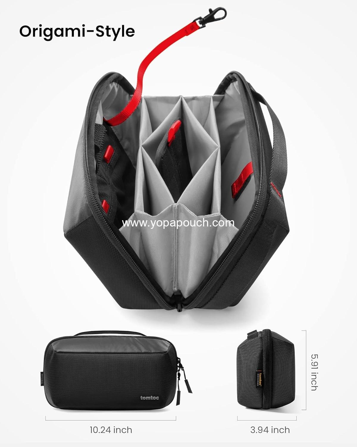 Wholesale Water-Resistant Electronic Organizer Pouch for MacBook Charger, Cables, Power Bank, and Hard Drive with Removable Card Slots for USB Adapter and Memory Card - Black Supplier