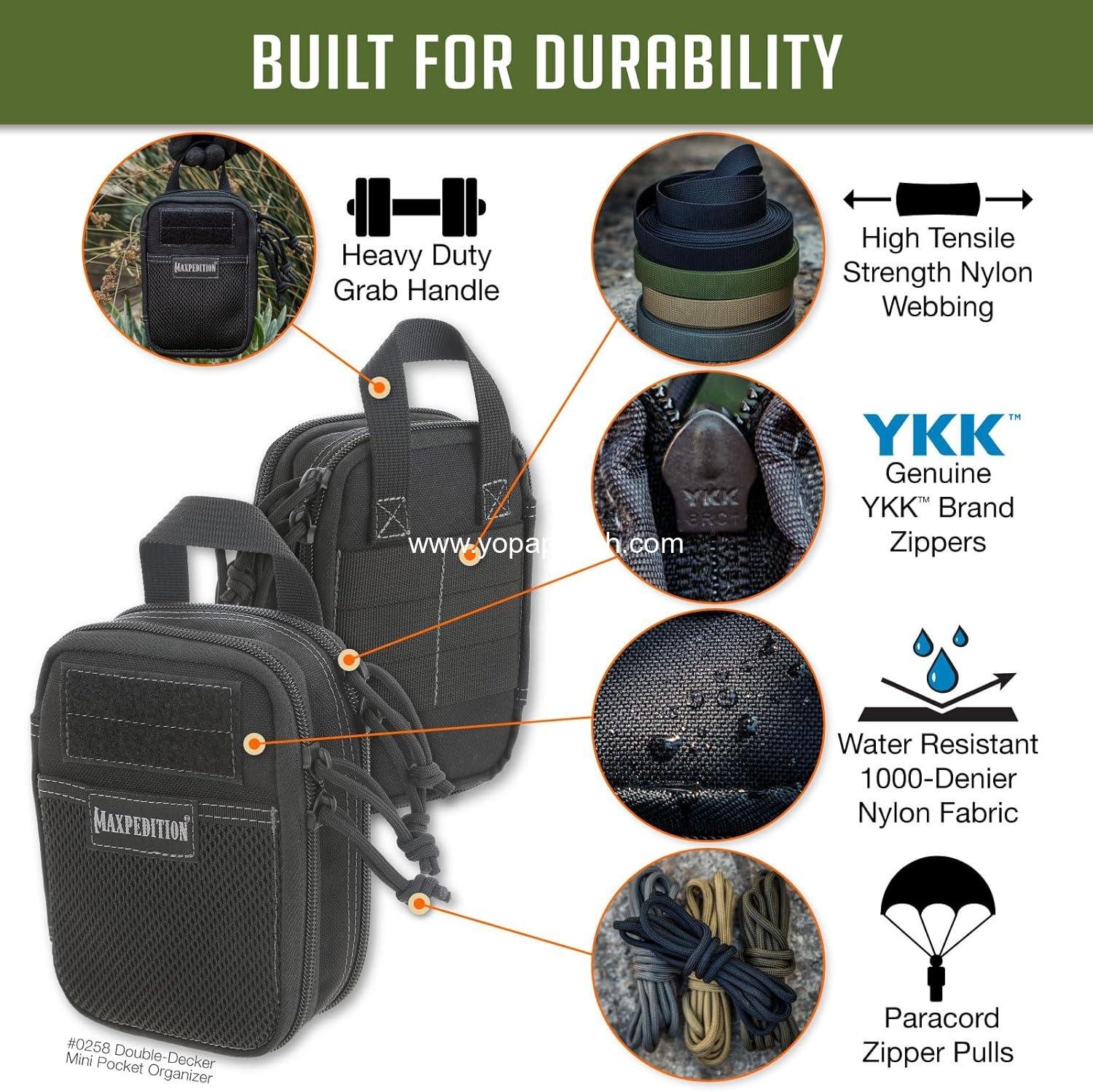 Wholesale Double-Decker Mini Pocket Organizer EDC Pouch (4” x 2.5” x 6”) Tactical Tool Pouch for Everyday Carry MOLLE Accessories Manufacturer