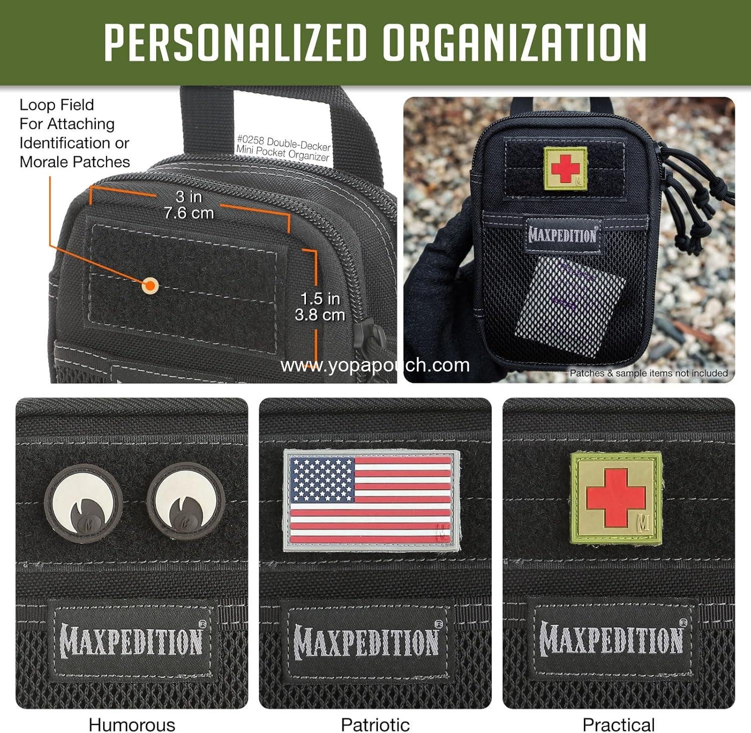 Wholesale Double-Decker Mini Pocket Organizer EDC Pouch (4” x 2.5” x 6”) Tactical Tool Pouch for Everyday Carry MOLLE Accessories Manufacturer