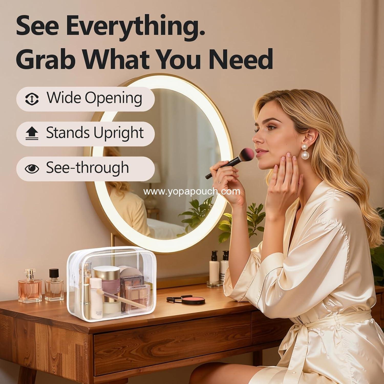 Wholesale TSA Approved Toiletry Bag, 3 Pack Clear Makeup Bag, Travel Cosmetic Pouch for Women, Airport Compliant Carry-On Bag, White (Ages 12+) Manufacturer