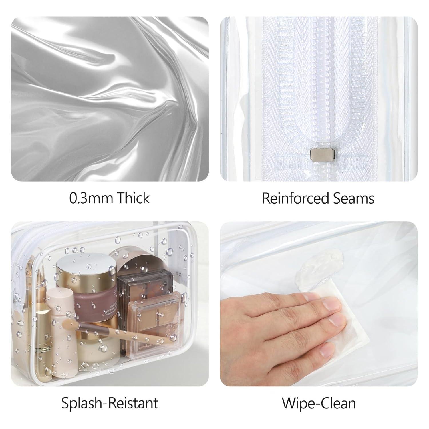 Wholesale TSA Approved Toiletry Bag, 3 Pack Clear Makeup Bag, Travel Cosmetic Pouch for Women, Airport Compliant Carry-On Bag, White (Ages 12+) Manufacturer
