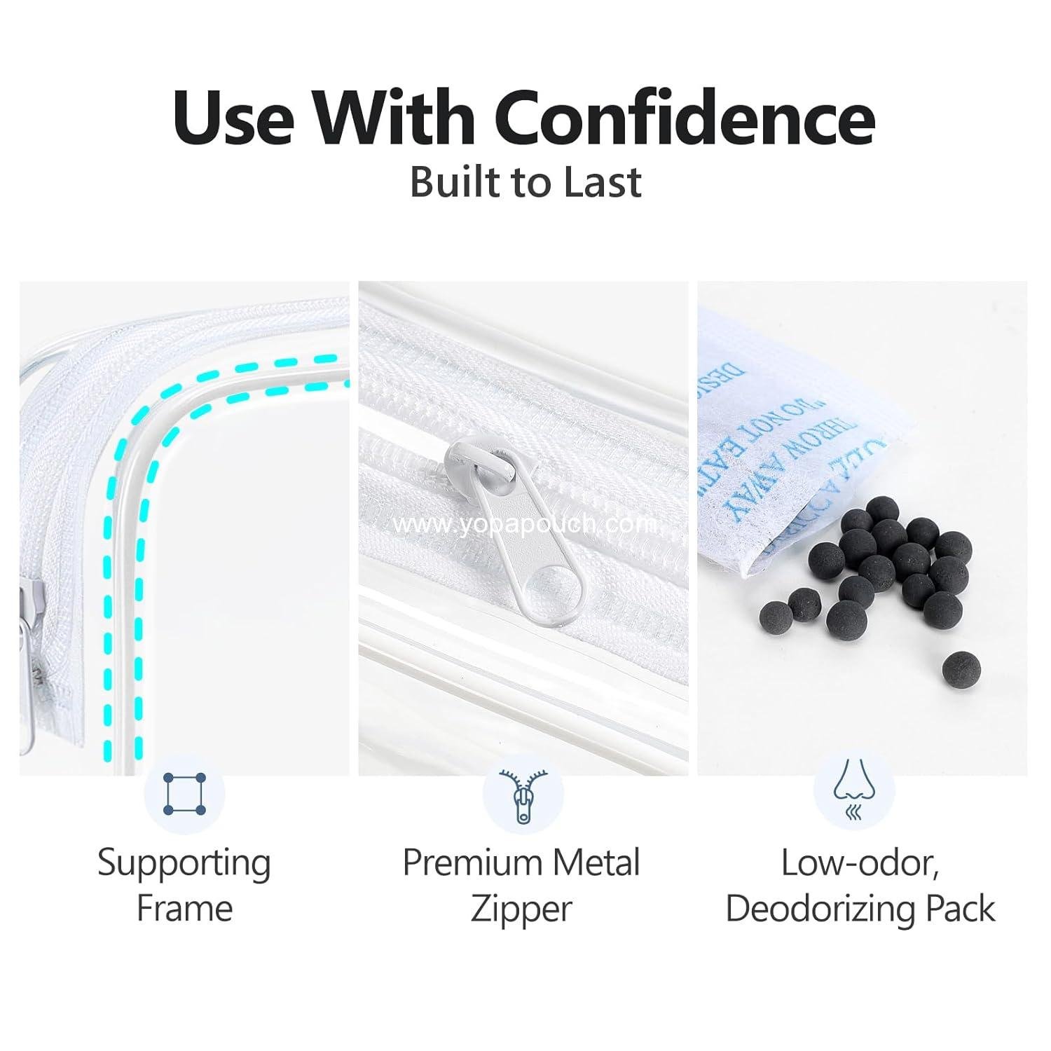 Wholesale TSA Approved Toiletry Bag, 3 Pack Clear Makeup Bag, Travel Cosmetic Pouch for Women, Airport Compliant Carry-On Bag, White (Ages 12+) Manufacturer