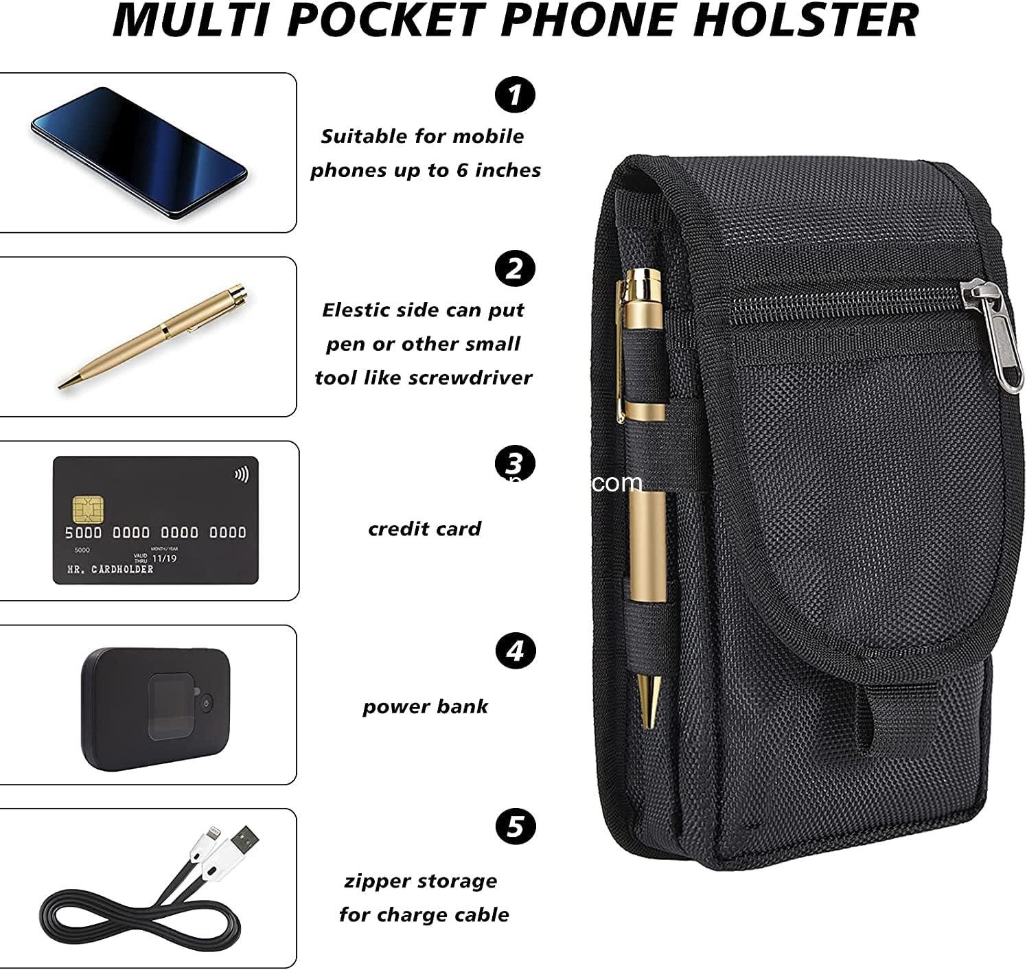 Wholesale Multi-Purpose Phone Belt Pouch, Tactical Cell Phone Holster, Molle Carrying Case, Men's Waist Pocket for Hiking, Camping, Tool Holder, factory