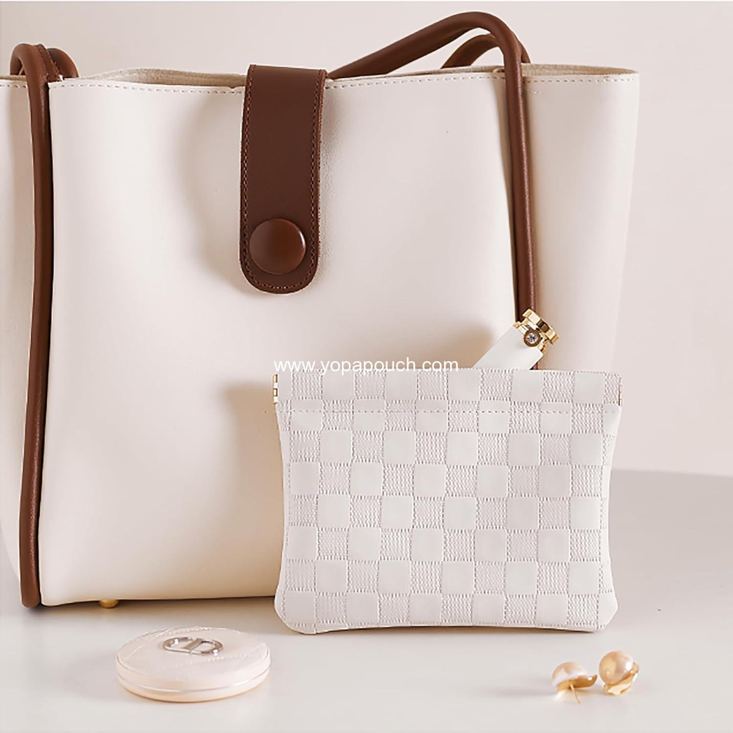 Wholesale Waterproof Leather Pocket Cosmetic Bag for Purse, Coin Purse, and Lipstick Organizer, Travel Storage Pouch, Portable Self-Closing Small Makeup Kit for Women - Supplier