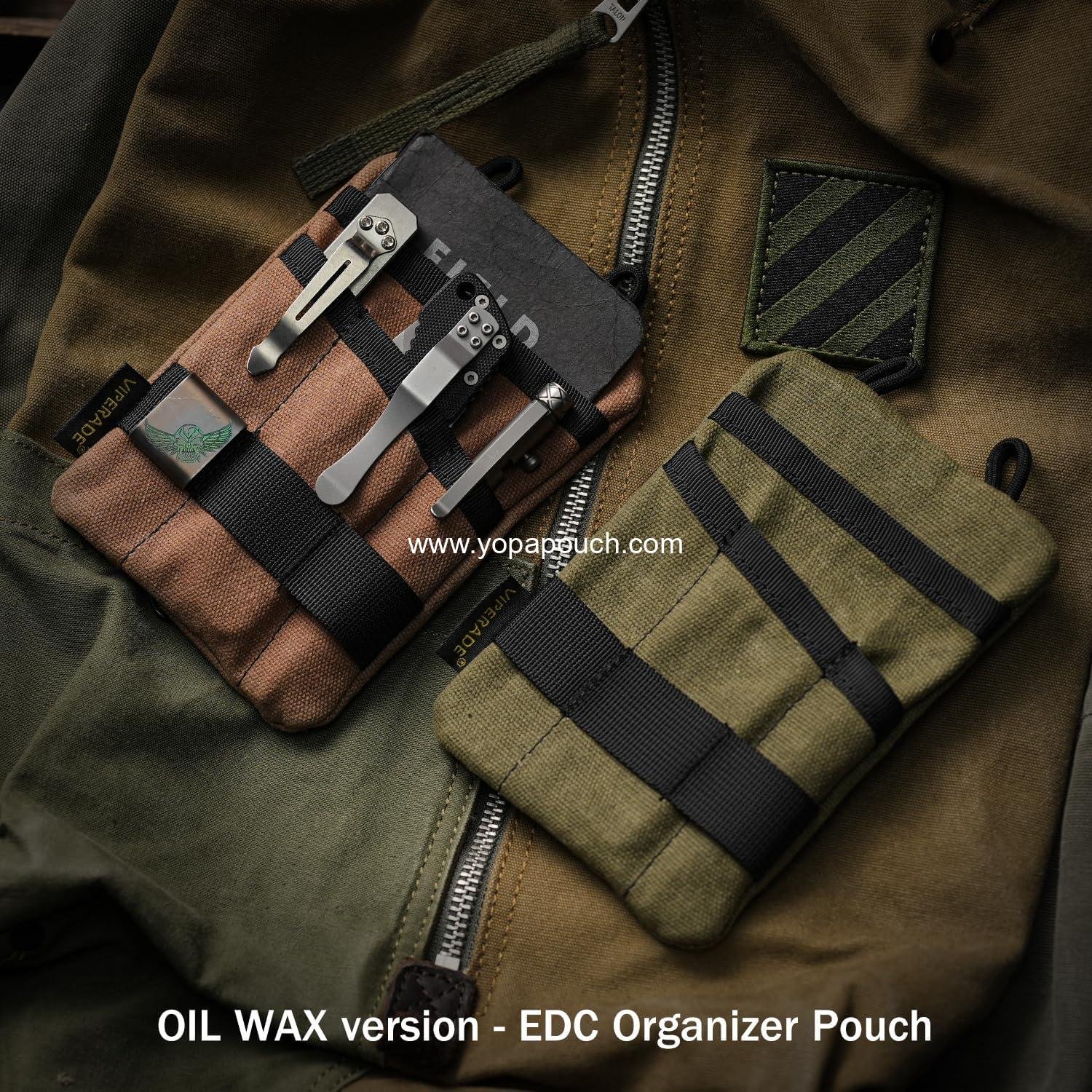 Wholesale EDC Pouch, Waxed Canvas Pocket Organizer with 3 Tool Slots and 1 Zipper Pocket for Men's Gear - Supplier