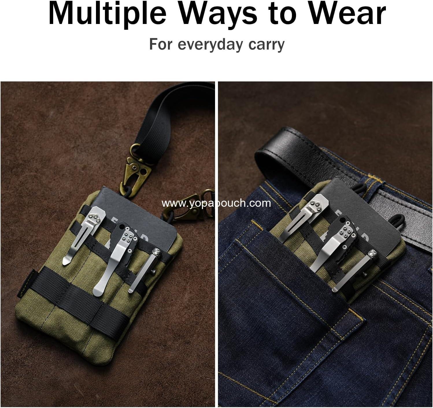 Wholesale EDC Pouch, Waxed Canvas Pocket Organizer with 3 Tool Slots and 1 Zipper Pocket for Men's Gear - Supplier