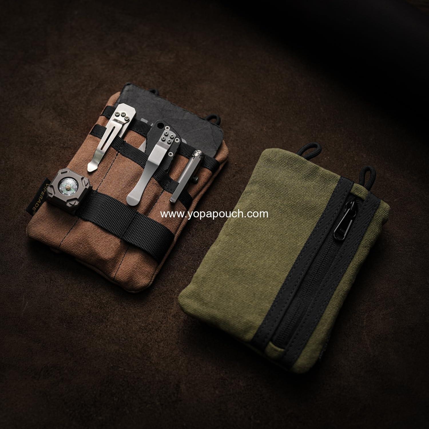 Wholesale EDC Pouch, Waxed Canvas Pocket Organizer with 3 Tool Slots and 1 Zipper Pocket for Men's Gear - Supplier