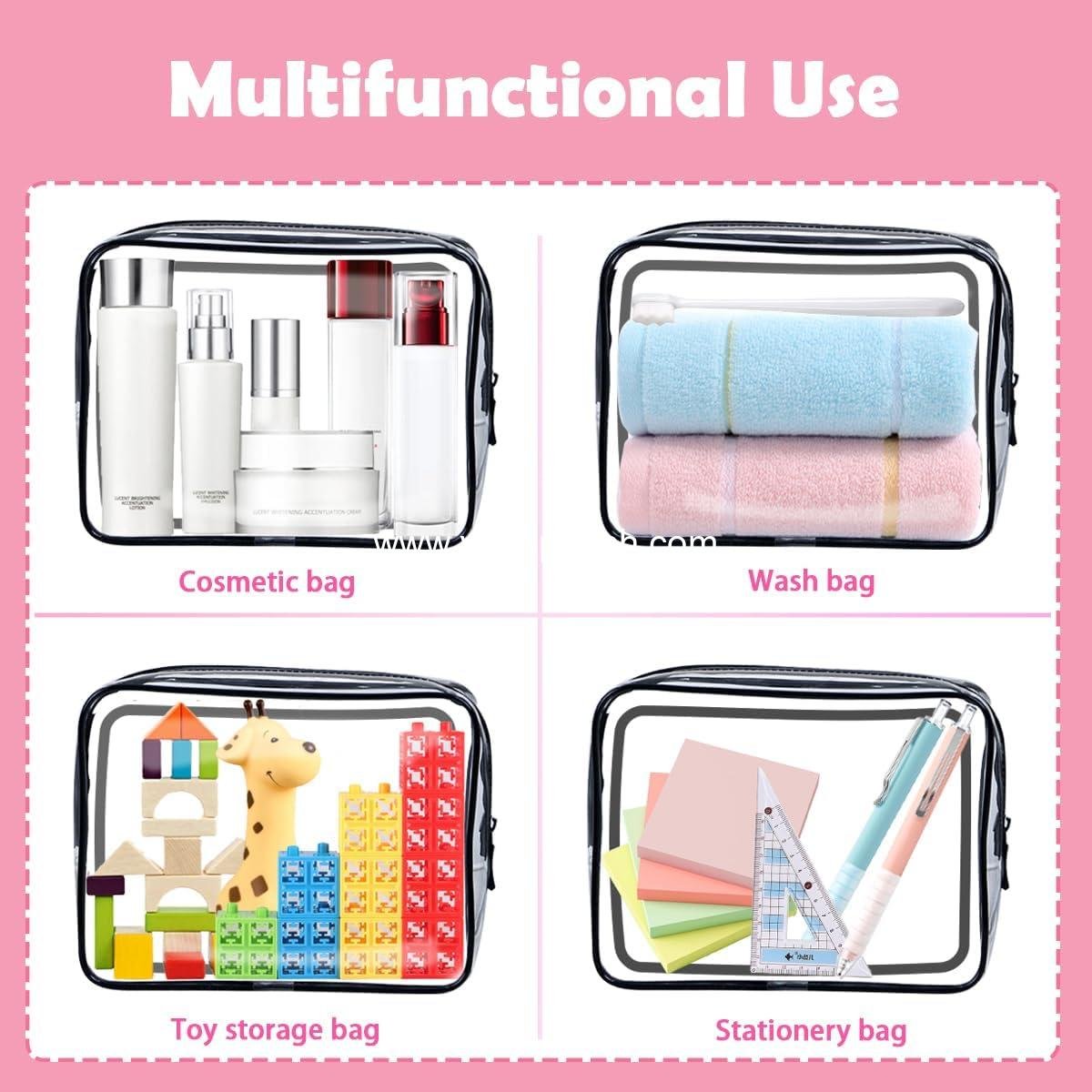 Wholesale TSA Approved Toiletry Bag Set, 3 Pack Clear Travel Bags, Quart Size Makeup Organizer for Travel Accessories - Black Supplier