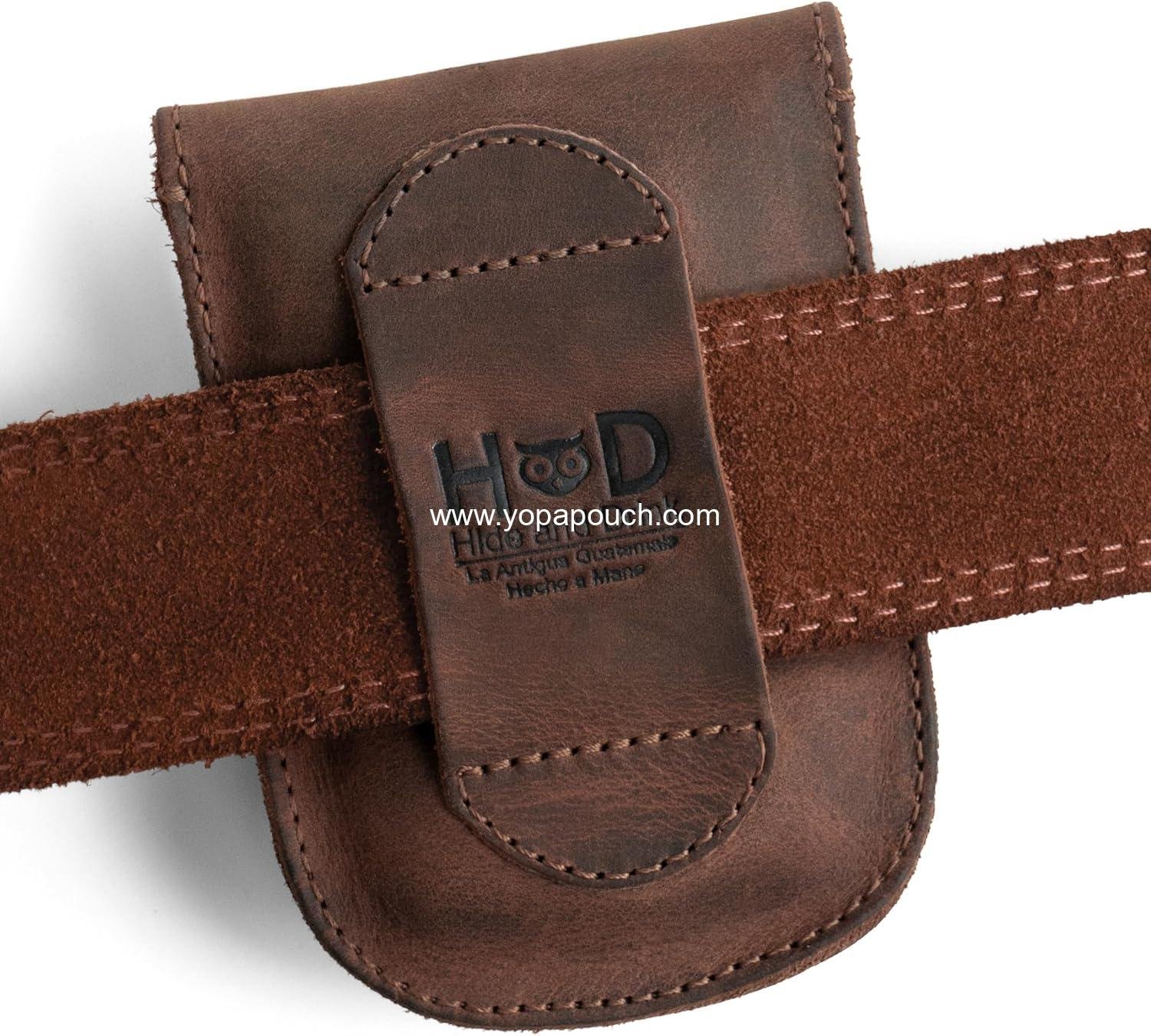 Wholesale Durable EDC Waist Bag Holster Pouch for Coins, Wallet, Headphones, and Personal Items Attaches to Belt, Full Grain Leather, Handmade Supplier