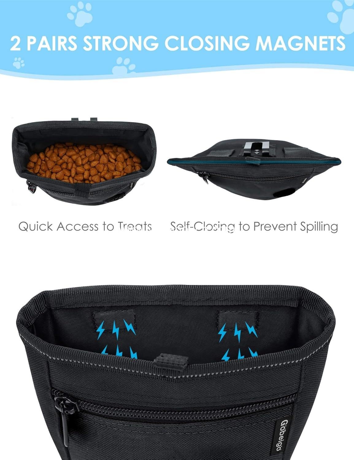 OEM Dog Treat Pouch with Training Clicker, Upgraded Magnetic Closure to Prevent Spills, 2 Cup Capacity, Poop Bag Dispenser, Metal Clip Waist Belt Fanny Pack for Pet Walk (Black) Supplier