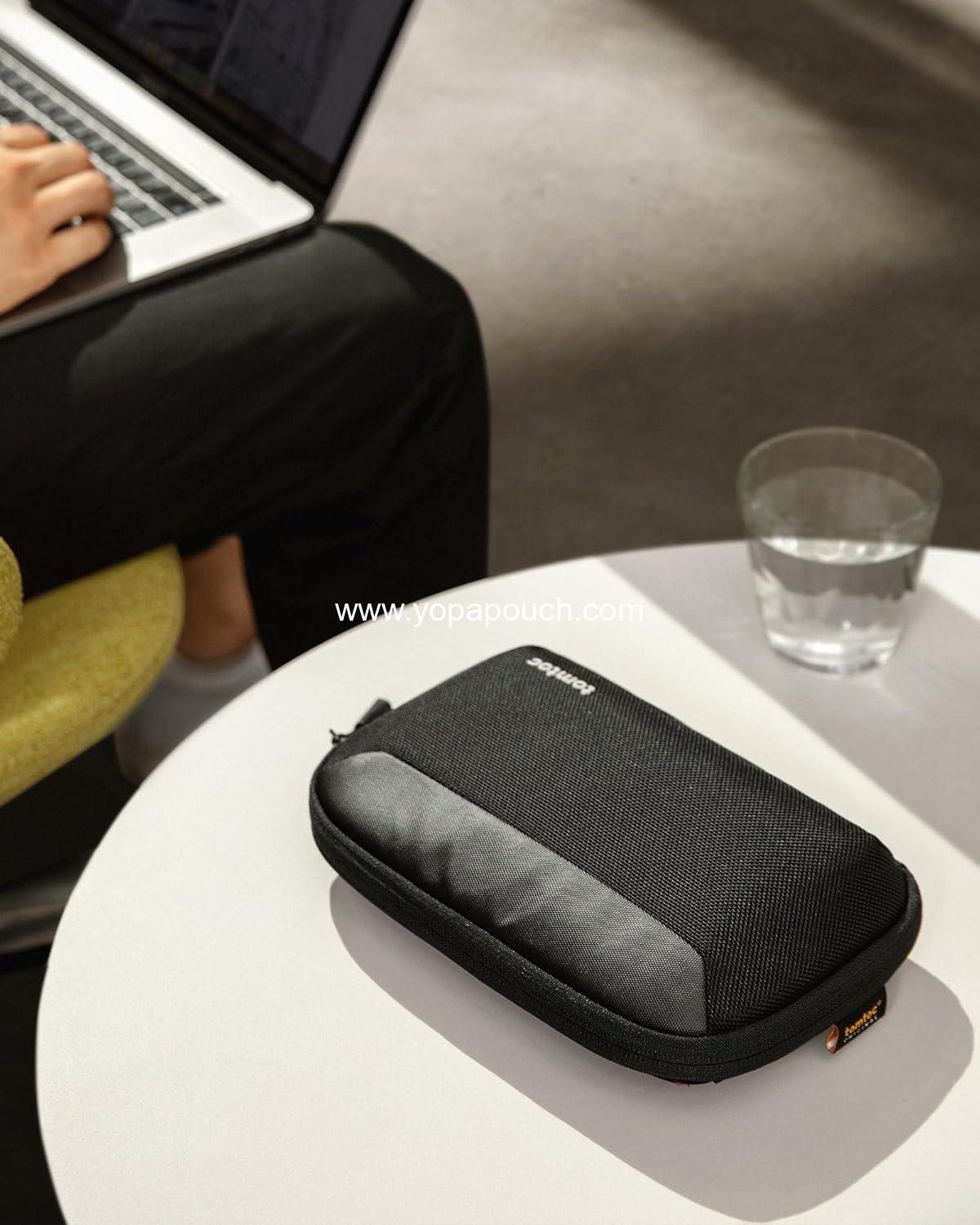 Wholesale Portable Waterproof Electronics Accessories Organizer Pouch, Double Carry Case for Cords, Chargers, Cables, and USB Drives - Black, Supplier