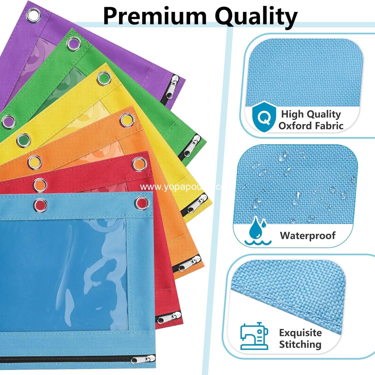 Wholesale Binder Pencil Case with Smooth Zipper and Clear Window, Large Capacity Pencil Pouch for 3 Ring Binders, 3 Reinforced Grommets, Pink, Factory Wholesale Binder Pencil Case with Smooth Zipper and Clear Window, Large Capacity Pencil Pouch for 3 Ring Binders, 3 Reinforced Grommets, Pink, Factory