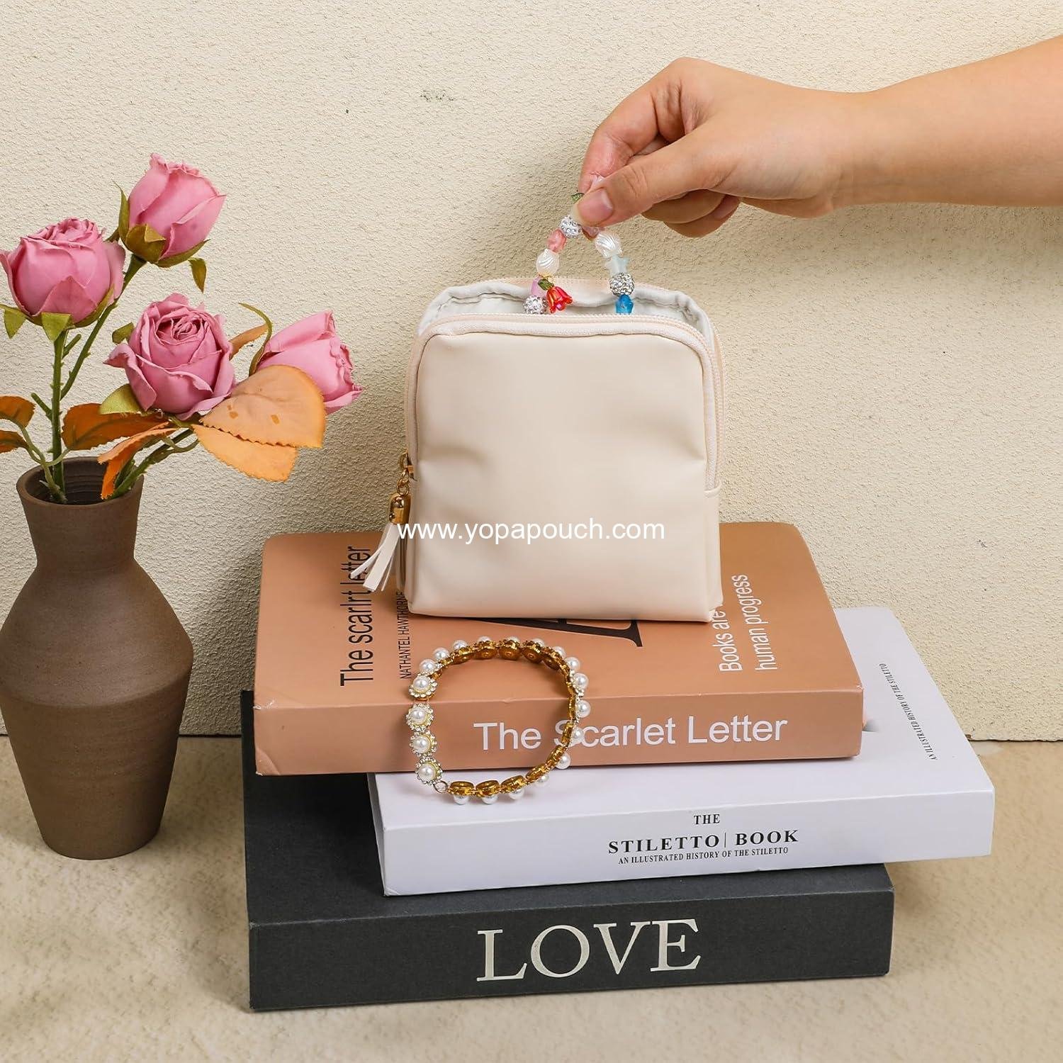 Wholesale Small Travel Jewelry Case Pouch with Zipper Cosmetic Organizer Storage Bag for Women - Holds Earrings, Rings, Necklaces, Bracelets, Watches, and Bangles - Portable Travel Bag Supplier