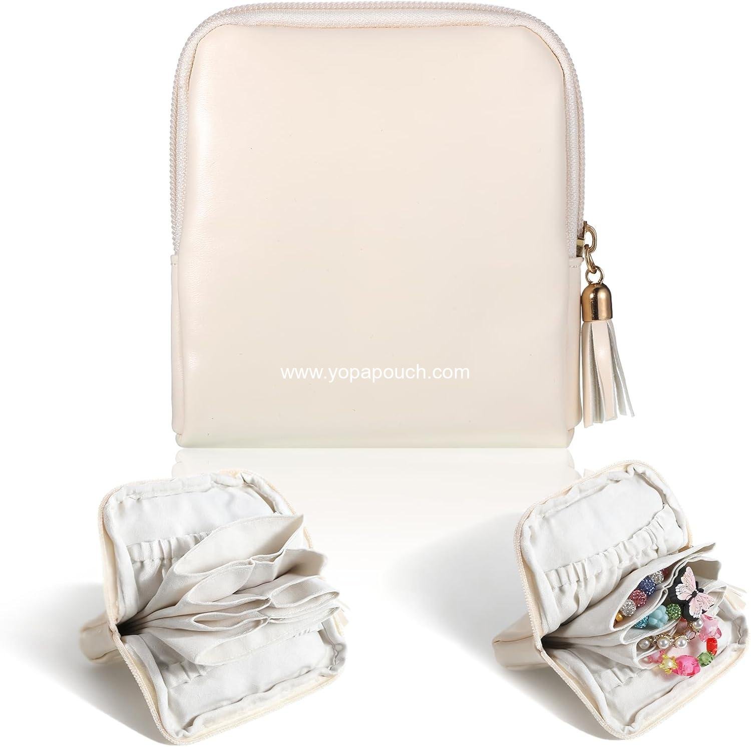 Wholesale Small Travel Jewelry Case Pouch with Zipper Cosmetic Organizer Storage Bag for Women - Holds Earrings, Rings, Necklaces, Bracelets, Watches, and Bangles - Portable Travel Bag Supplier