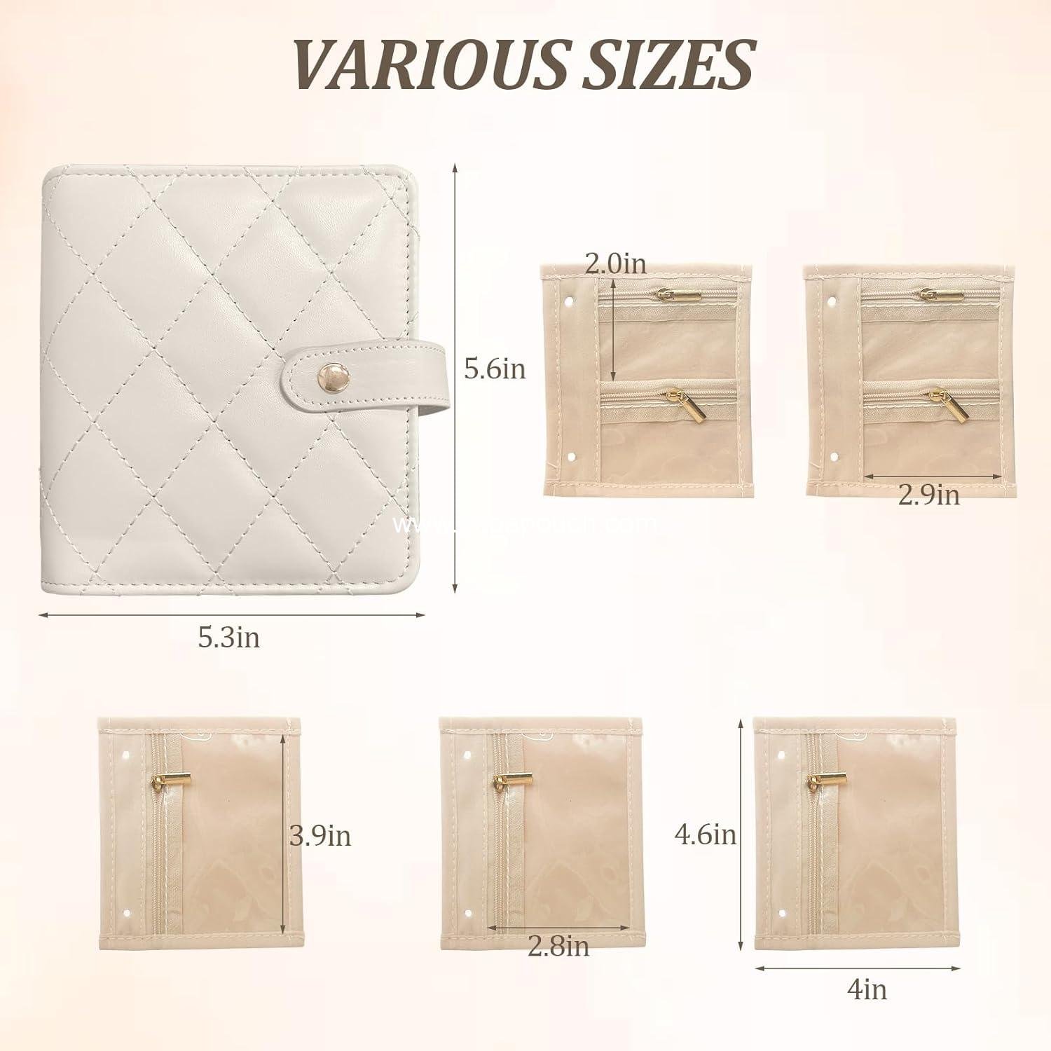 Wholesale Velvet Travel Jewelry Organizer Book with Zipper Pouches – Anti-Tarnish Scratch-Proof Storage for Rings, Necklaces, Earrings, Bracelets – Portable Soft Case for Women (White) Supplier