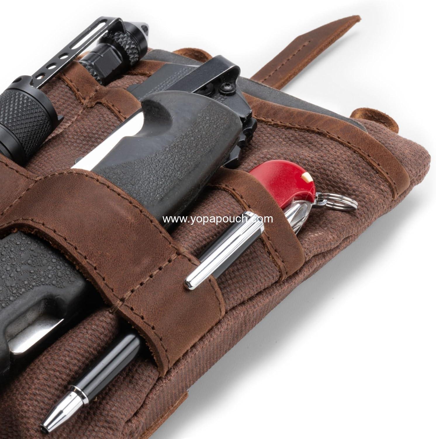 Wholesale Multi-Tool Pocket Pouch XL, Compact EDC Zippered Bag, Mini Camping Tool Case, Knife Holster, Handmade Slim Organizer - Manufacturer