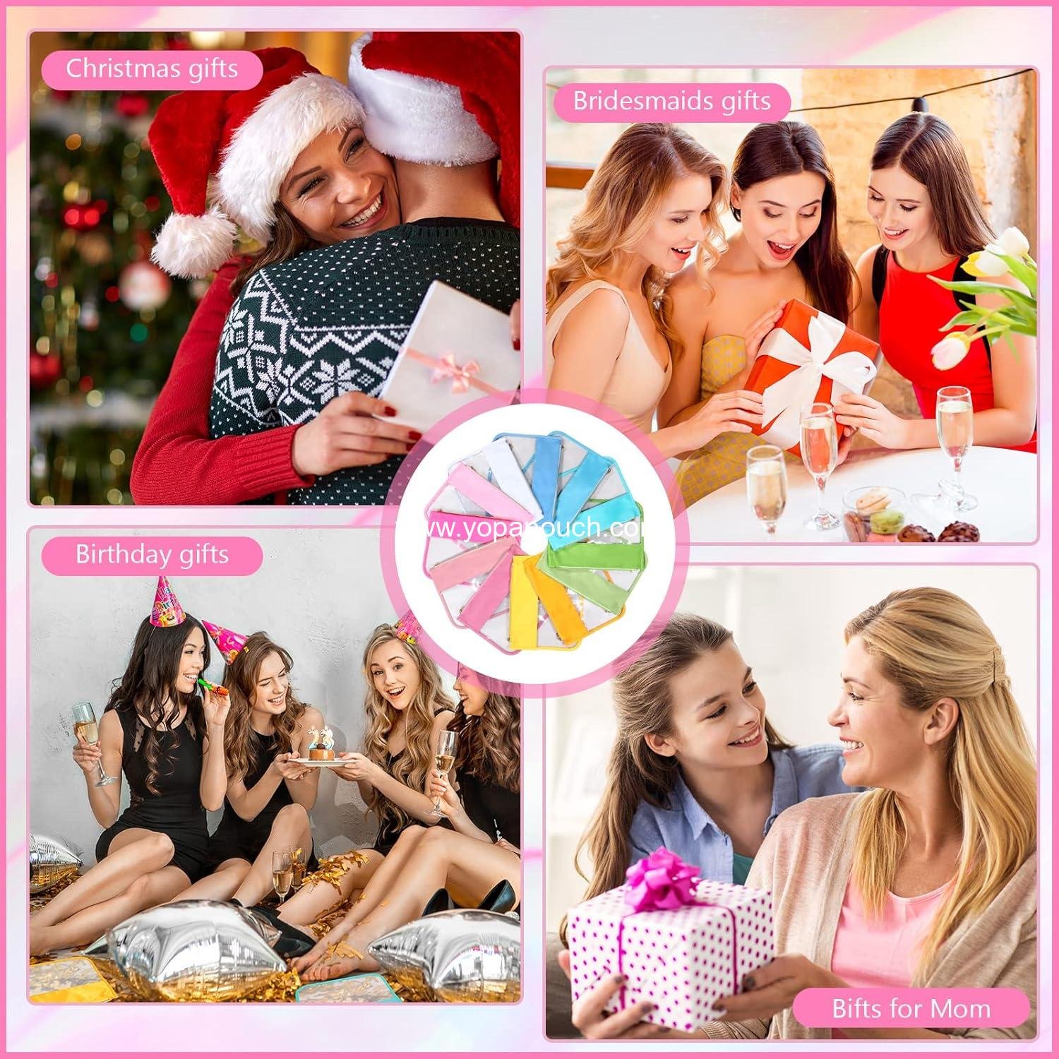 Wholesale 12 Pieces Clear Zipper Pouch Travel Nylon Makeup Bag Waterproof Snack Pouches Cute Cosmetic Bags for Women Girls Gifts Supplier