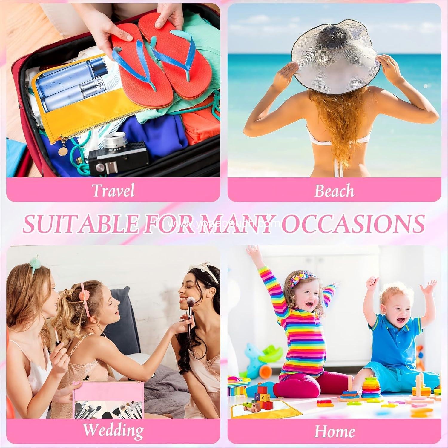 Wholesale 12 Pieces Clear Zipper Pouch Travel Nylon Makeup Bag Waterproof Snack Pouches Cute Cosmetic Bags for Women Girls Gifts Supplier