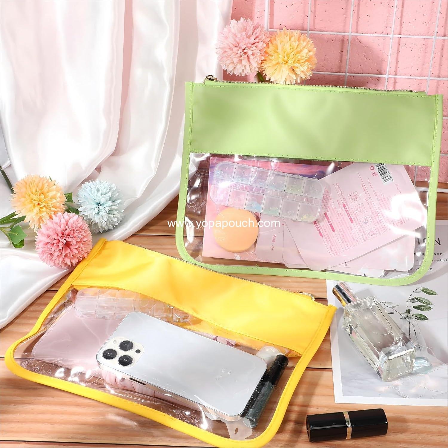 Wholesale 12 Pieces Clear Zipper Pouch Travel Nylon Makeup Bag Waterproof Snack Pouches Cute Cosmetic Bags for Women Girls Gifts Supplier