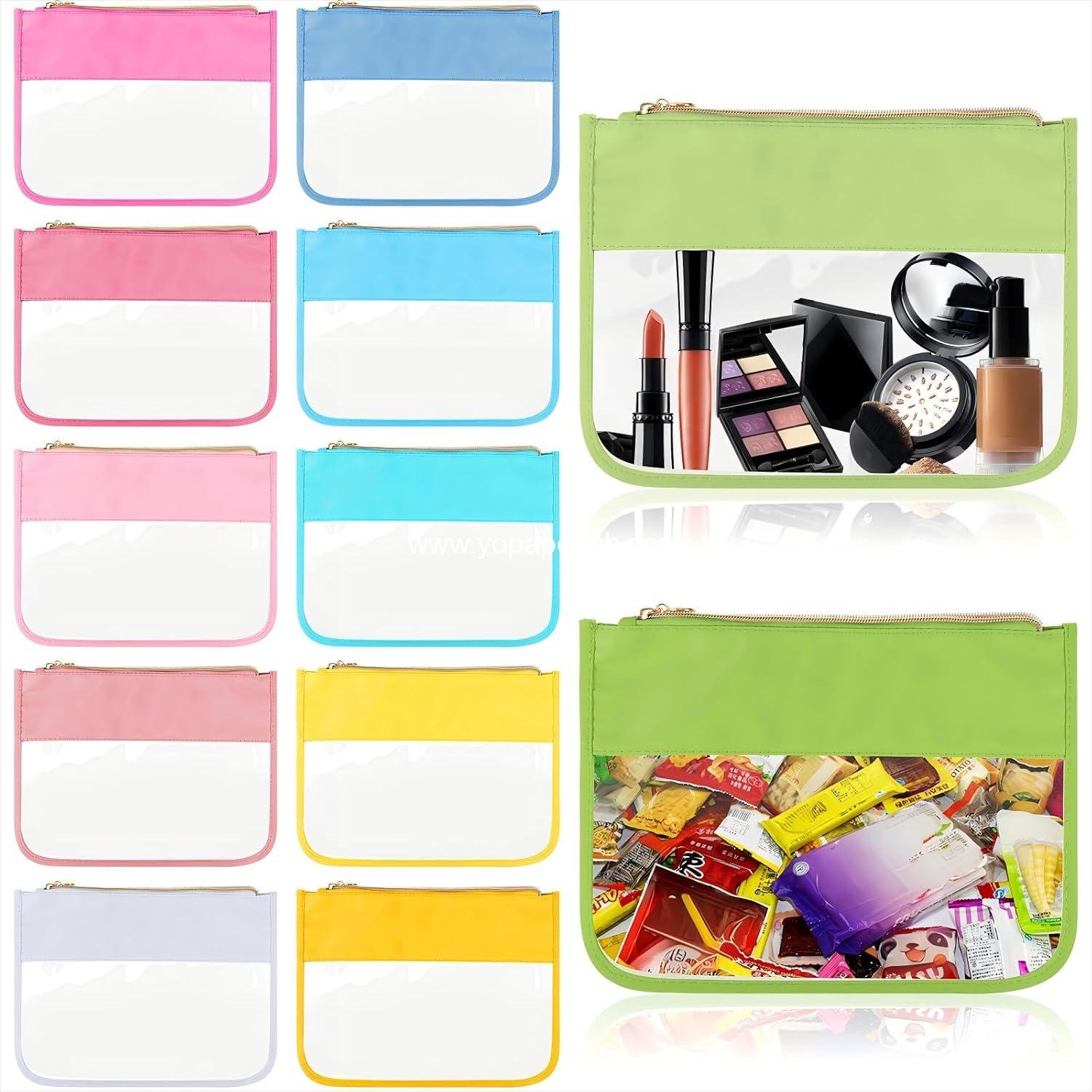 Wholesale 12 Pieces Clear Zipper Pouch Travel Nylon Makeup Bag Waterproof Snack Pouches Cute Cosmetic Bags for Women Girls Gifts Supplier
