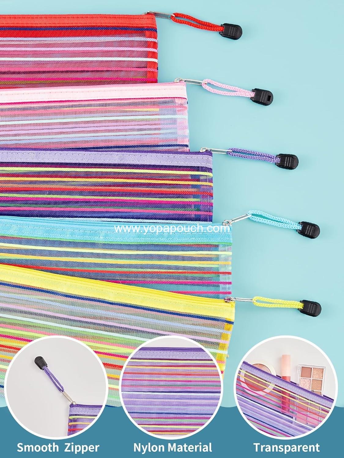 Wholesale 80 Pack Mesh Zipper Pouch, 10 Color Variety Multipurpose Storage Bags for Organizing Makeup, Travel Accessories, Office and School Supplies - Supplier