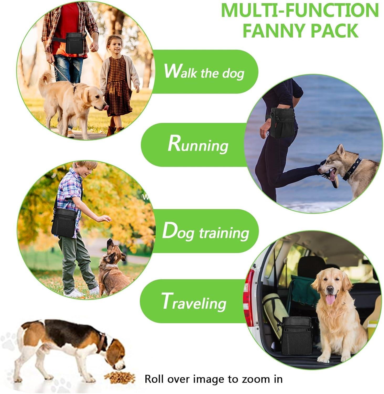 Wholesale Dog Treat Pouch with Magnetic Closure, Large Training Pouch for Pets, Includes Dog Clicker and Built-in Poop Bag Dispenser, Hands-Free Snack Supplier