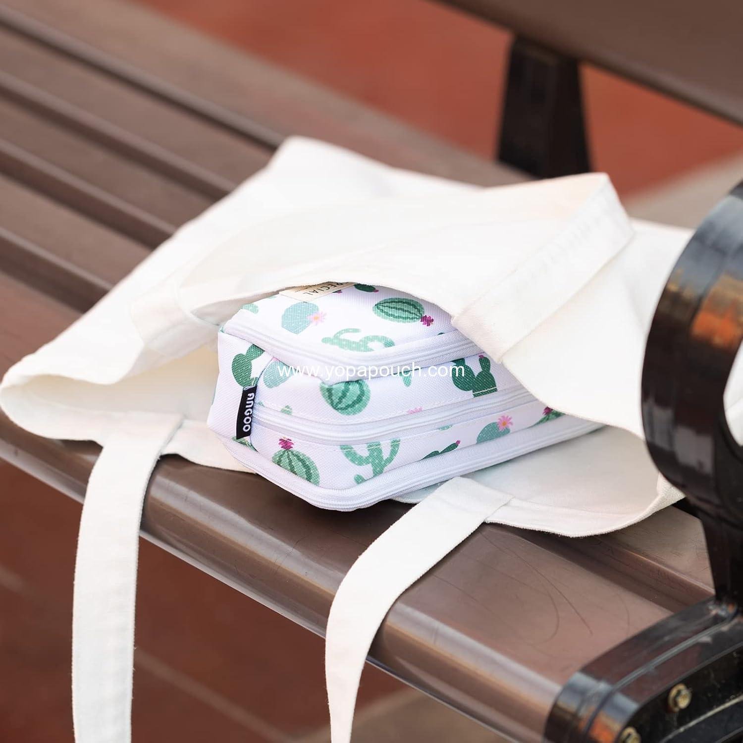 Wholesale Large Pencil Case Big Capacity 3 Compartments Canvas Pouch for Teen Boys Girls School Students (Green Cactus) - Manufacturer