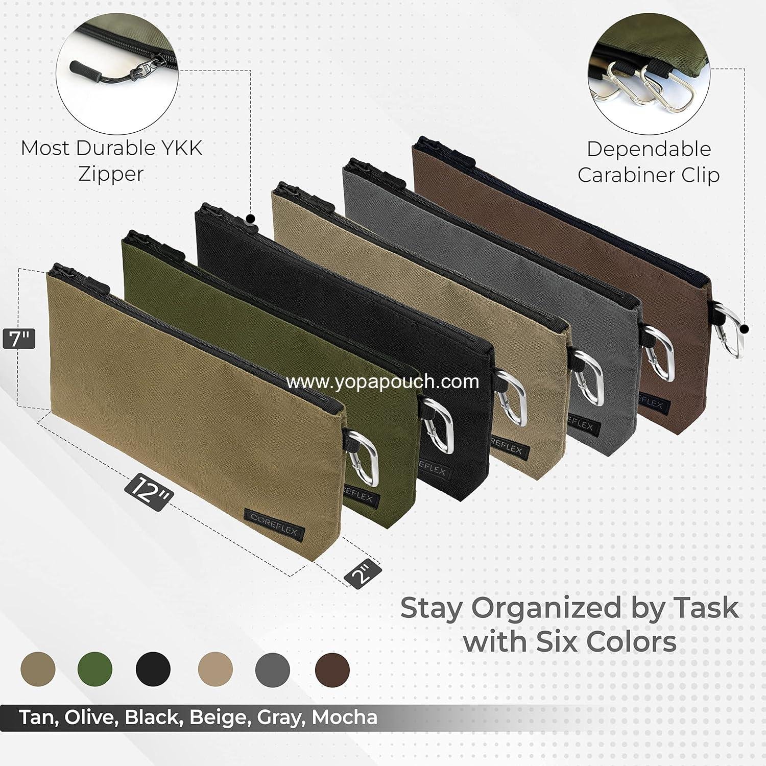 Wholesale Heavy Duty Tool Pouch Zipper Bag, Small Multipurpose Storage Pouch, 12-Inch Flat Bottom Tool Bag with YKK Zipper (6 Pack) - Supplier Wholesale Heavy Duty Tool Pouch Zipper Bag, Small Multipurpose Storage Pouch, 12-Inch Flat Bottom Tool Bag with YKK Zipper (6 Pack) - Supplier