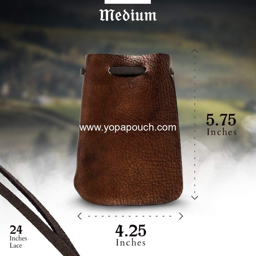 Wholesale Leather Drawstring Pouch Coin Bag Medicine Tobacco Pouch Medieval Reenactment Size 5.75