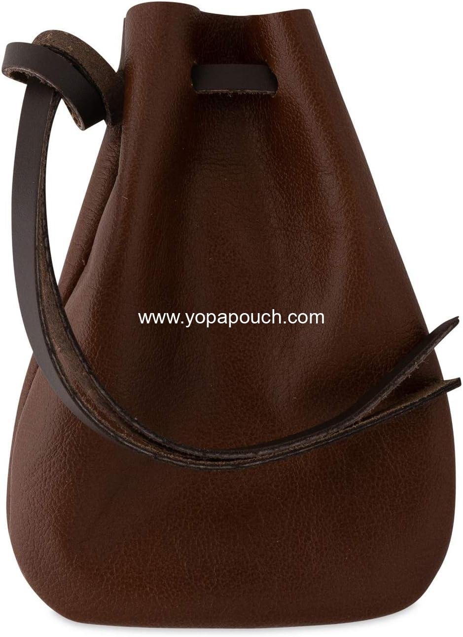 Wholesale Leather Drawstring Pouch Coin Bag Medicine Tobacco Pouch Medieval Reenactment Size 5.75" x 4.25" Supplier