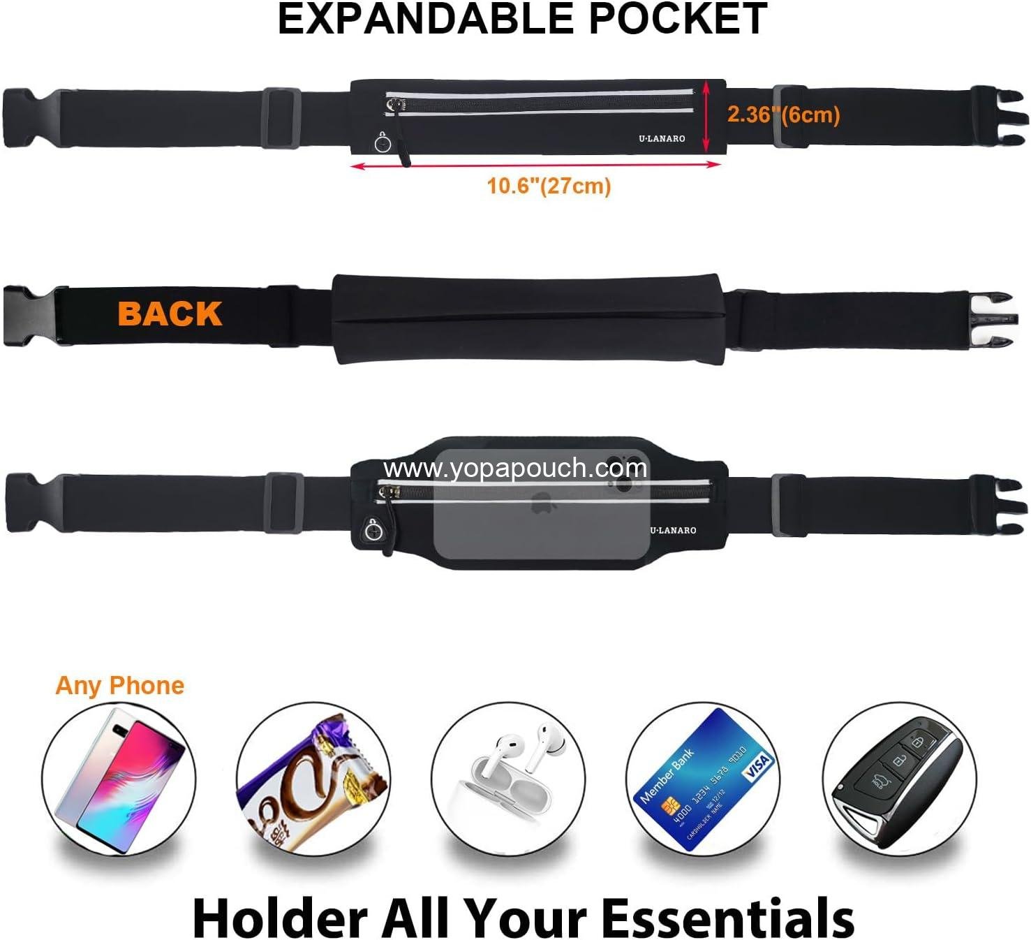Wholesale Slim Running Belt Fanny Pack for Men and Women, Phone Holder Waist Pack for Workouts, Money Belt and Running Gear Accessories [Fits ALL Phones] Supplier