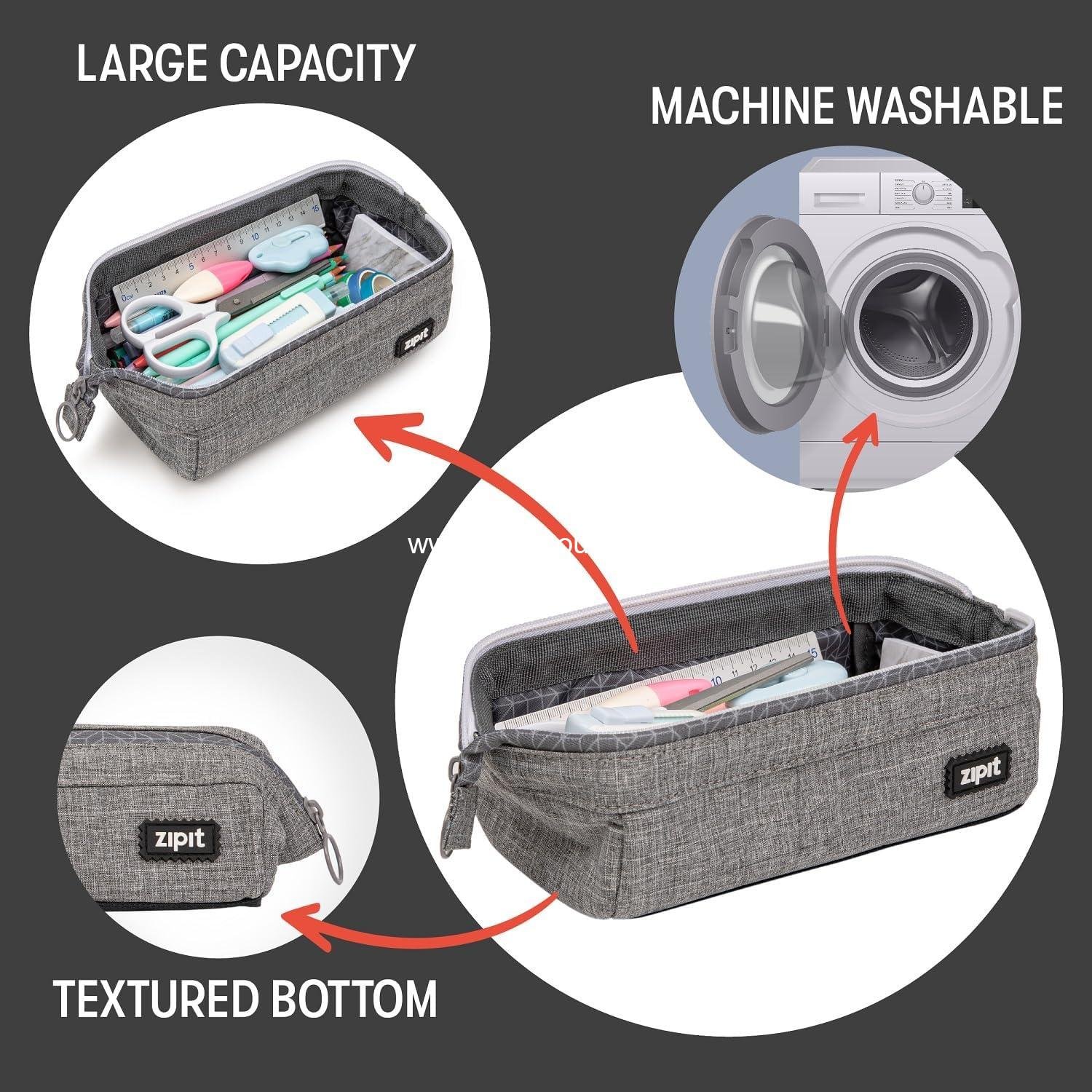 Wholesale Large Capacity Zipper Pouch for School and Stationery, Ideal Bag for Teen Girls, Boys, and Adults, Grey Supplier