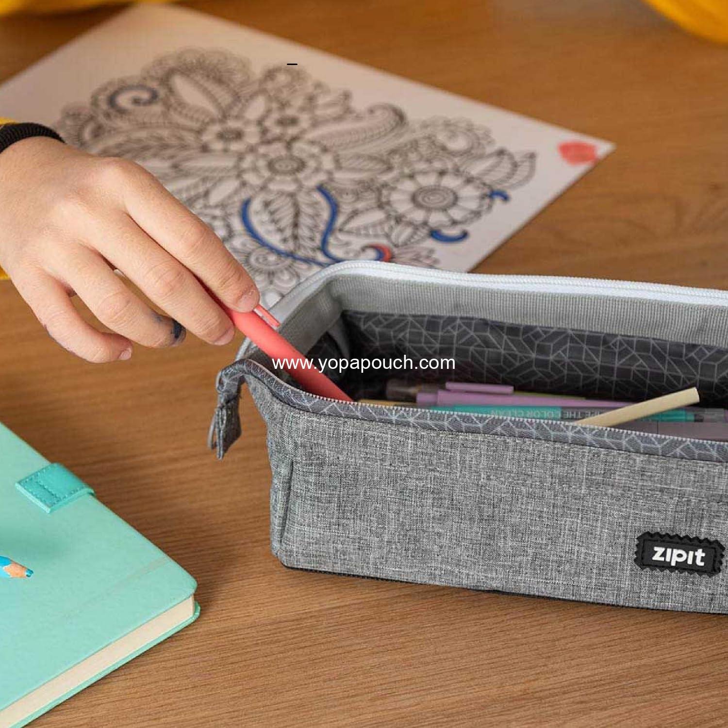 Wholesale Large Capacity Zipper Pouch for School and Stationery, Ideal Bag for Teen Girls, Boys, and Adults, Grey Supplier