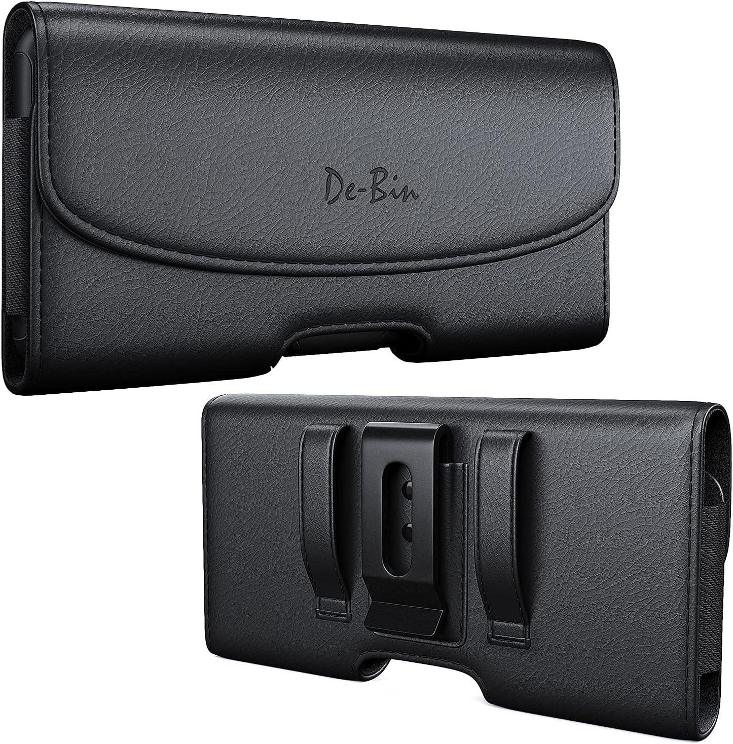DeBin Belt Holster Case for iPhone 16/15/14/13/12 Plus & Pro Max, 11 Pro Max, Xs Max, 7/8 Plus, Phone Pouch with Belt Clip, Cell Phone Holder Large, Black