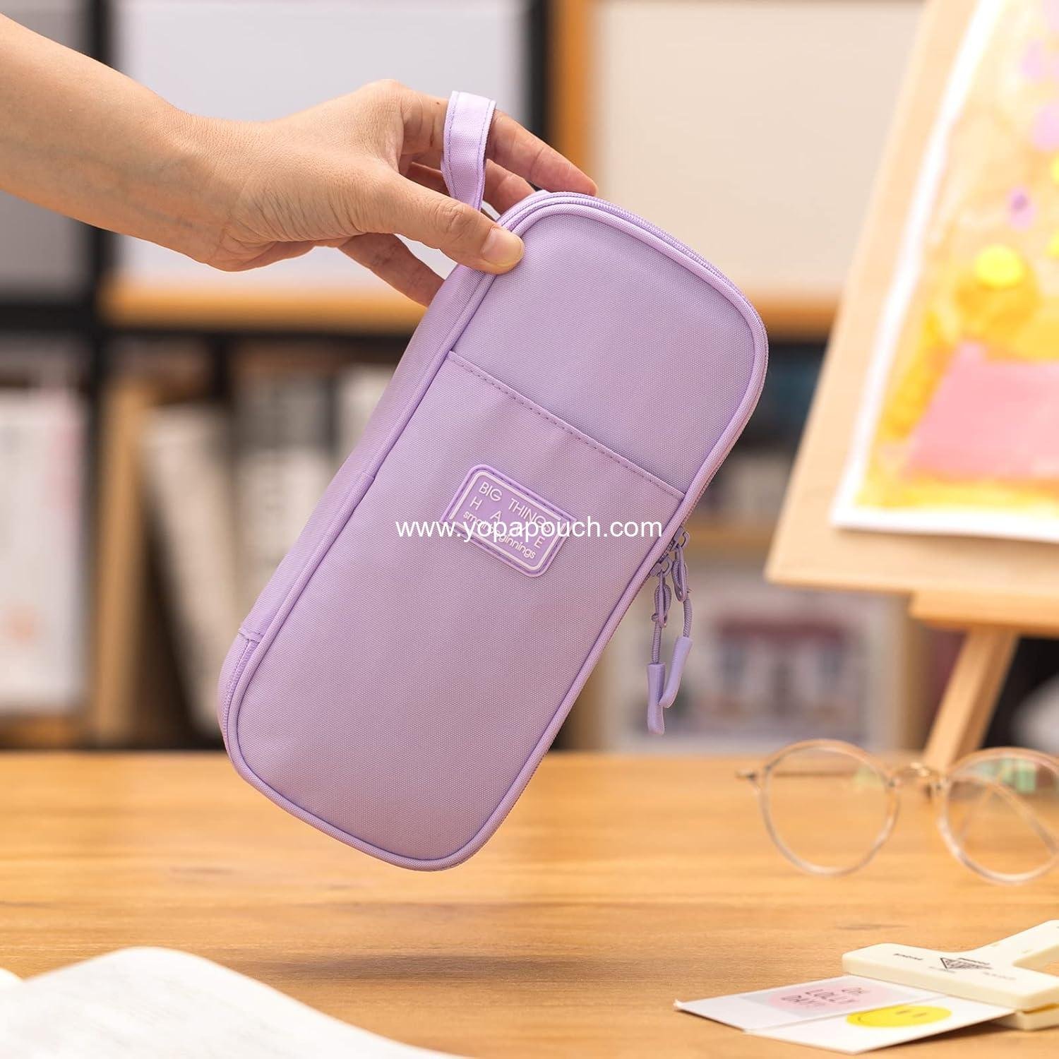 Wholesale Durable Large Capacity Pen Pencil Case for School Office College Supplies, Purple, Supplier