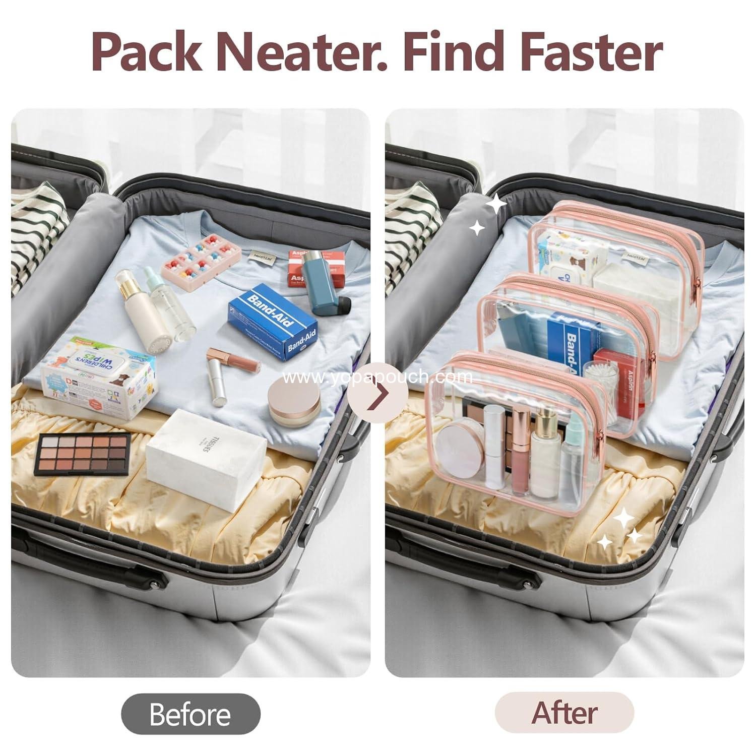 Wholesale Clear Makeup Bag - TSA Approved Toiletry Bag for Travel Size Essentials, Quart Size Carry-On Airport Compliant, Rose Pink (Age 12+) Supplier