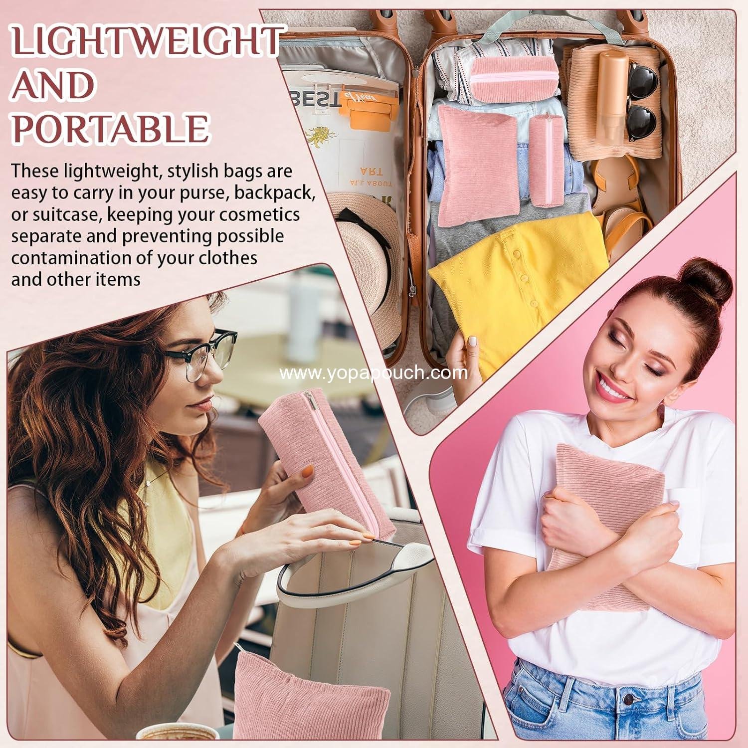 Wholesale 3 Pcs Makeup Bag Set for Women Corduroy Cosmetic Pouch Aesthetic Smile Travel Toiletry Bag Cute Purse Storage Organizer for Christmas (Pink, Solid Style) Manufacturer Wholesale 3 Pcs Makeup Bag Set for Women Corduroy Cosmetic Pouch Aesthetic Smile Travel Toiletry Bag Cute Purse Storage Organizer for Christmas (Pink, Solid Style) Manufacturer