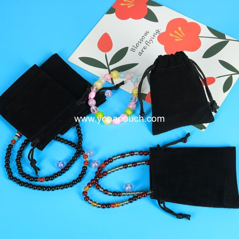 Wholesale Velvet Drawstring Bags - 10pcs Wedding Gift and Jewelry Pouches (Black) - ODM Supplier
