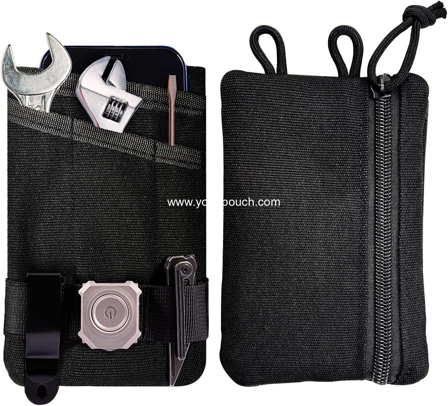 HXOUSE Small Small EDC Pocket Pouch - EDC Organizer Pouch with 4 Pockets for Men, Mini Pocket Tool Pouch for Knife/Flashlight/Tactical Pen - Men's Mini Tool Pouch for Daily Carry