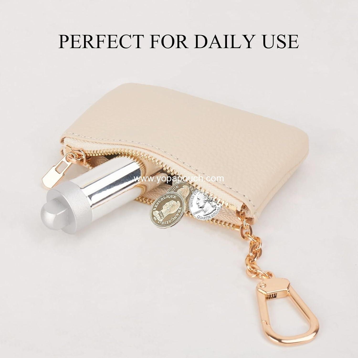 Wholesale Full Grain Leather Coin Purse with Key Chain - Small Change Purse Keychain Card Holder Wallet for Women and Men (Creamy-white) LA-2312 Supplier Wholesale Full Grain Leather Coin Purse with Key Chain - Small Change Purse Keychain Card Holder Wallet for Women and Men (Creamy-white) LA-2312 Supplier