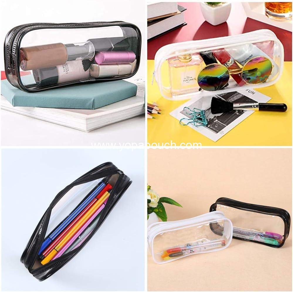 Wholesale Clear PVC Zipper Pencil Bag - 2pcs Toiletries and Make-up Pouch Case for Travel (Black and White) - Manufacturer