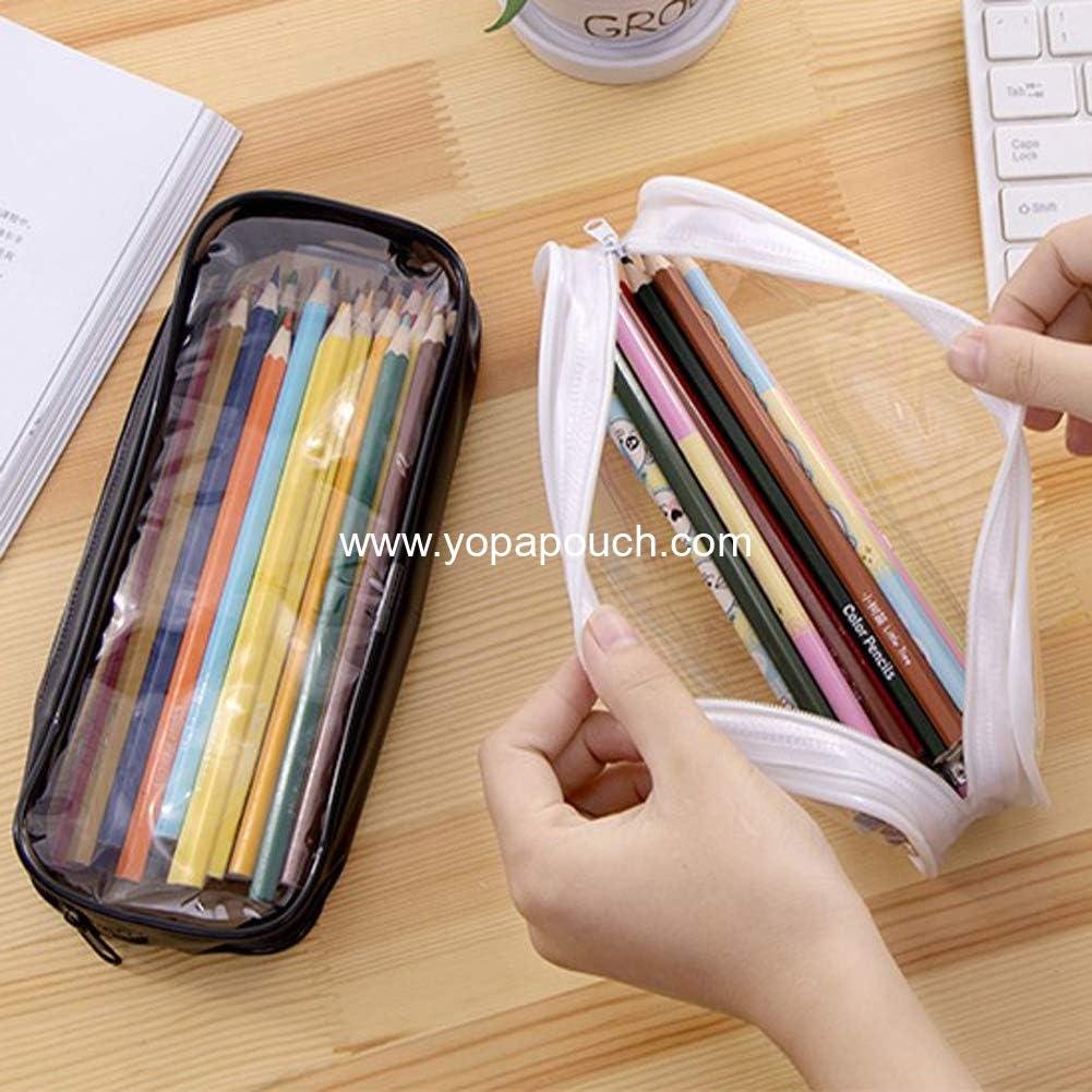Wholesale Clear PVC Zipper Pencil Bag - 2pcs Toiletries and Make-up Pouch Case for Travel (Black and White) - Manufacturer