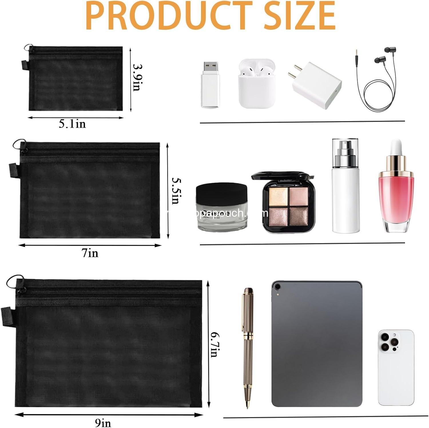 Wholesale 3 Pcs Mesh Zipper Pouch Makeup Bags Set Portable Cosmetic Bag Travel Toiletry Storage Pencil Organizer for Home Office Daily Essentials (Black) Supplier Wholesale 3 Pcs Mesh Zipper Pouch Makeup Bags Set Portable Cosmetic Bag Travel Toiletry Storage Pencil Organizer for Home Office Daily Essentials (Black) Supplier