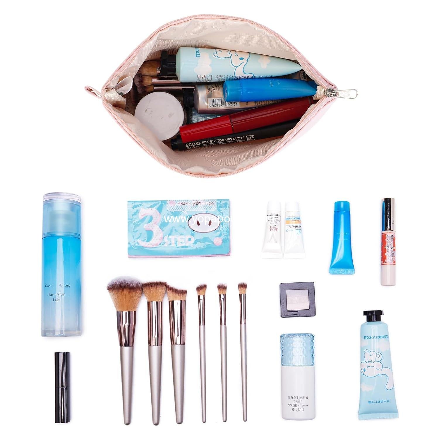 Wholesale Water Resistant Makeup Bag Organizer for Women - Small Mini Pouch for Purse - Perfect Gift for Girls (Pink) Supplier