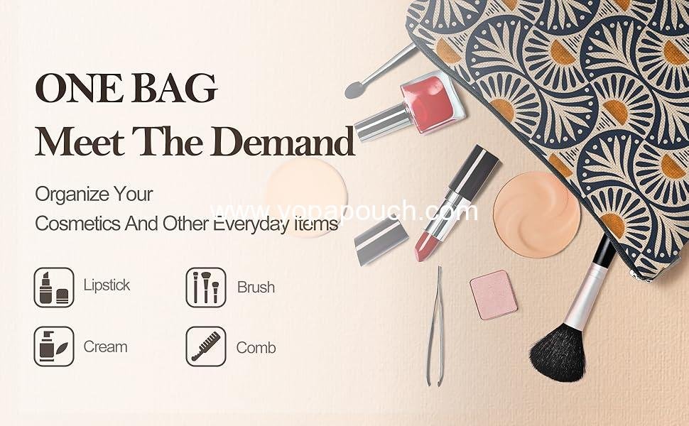 Wholesale Boho Makeup Bag for Women, Sunset Leaf Aesthetic Pouch, 9x6 inches - Supplier