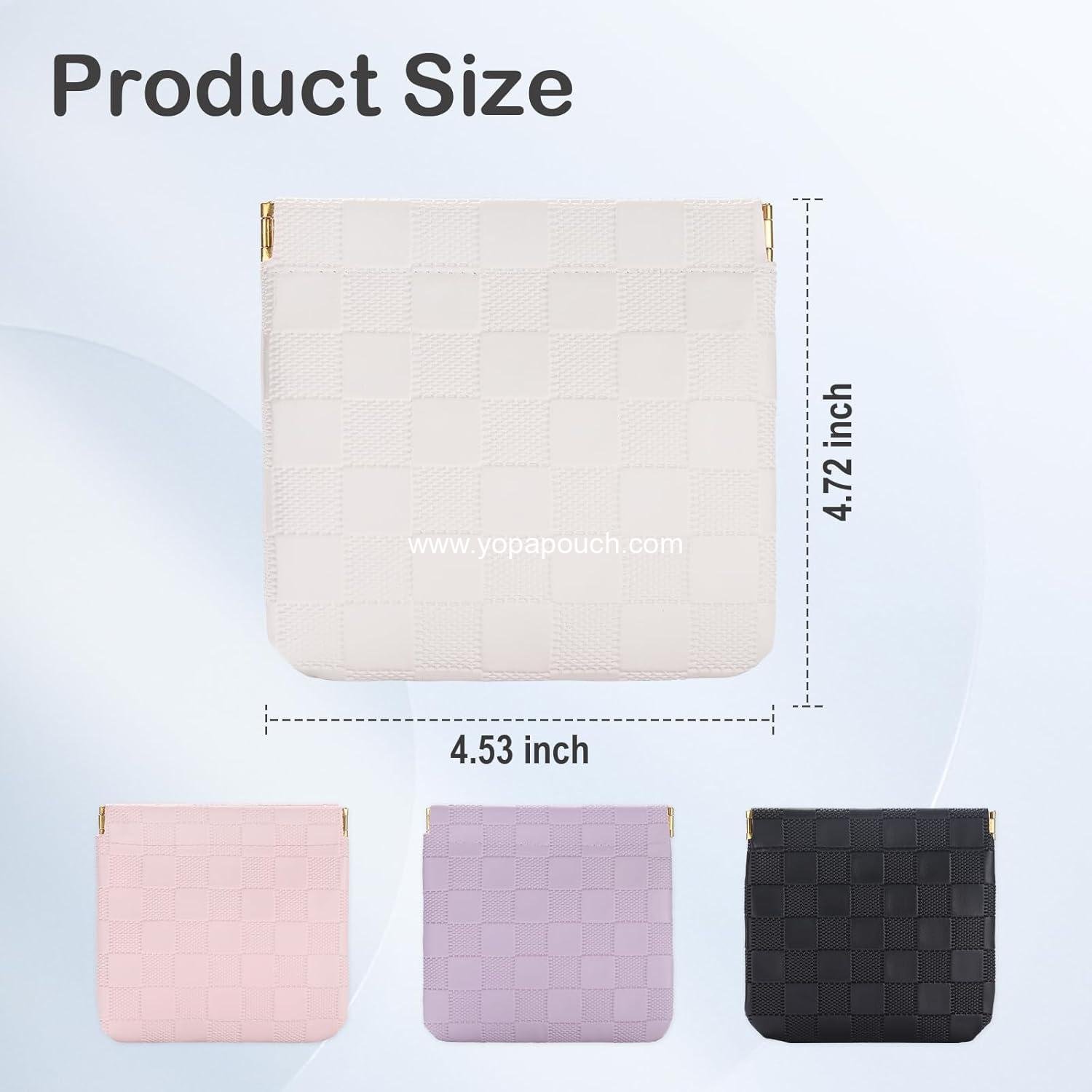 Wholesale 2PCS Small Makeup Bag for Purse Mini Waterproof Cosmetic Pouch Checkered Self-closing Coin Lipstick Small Leather Pouch (Black, White) Supplier