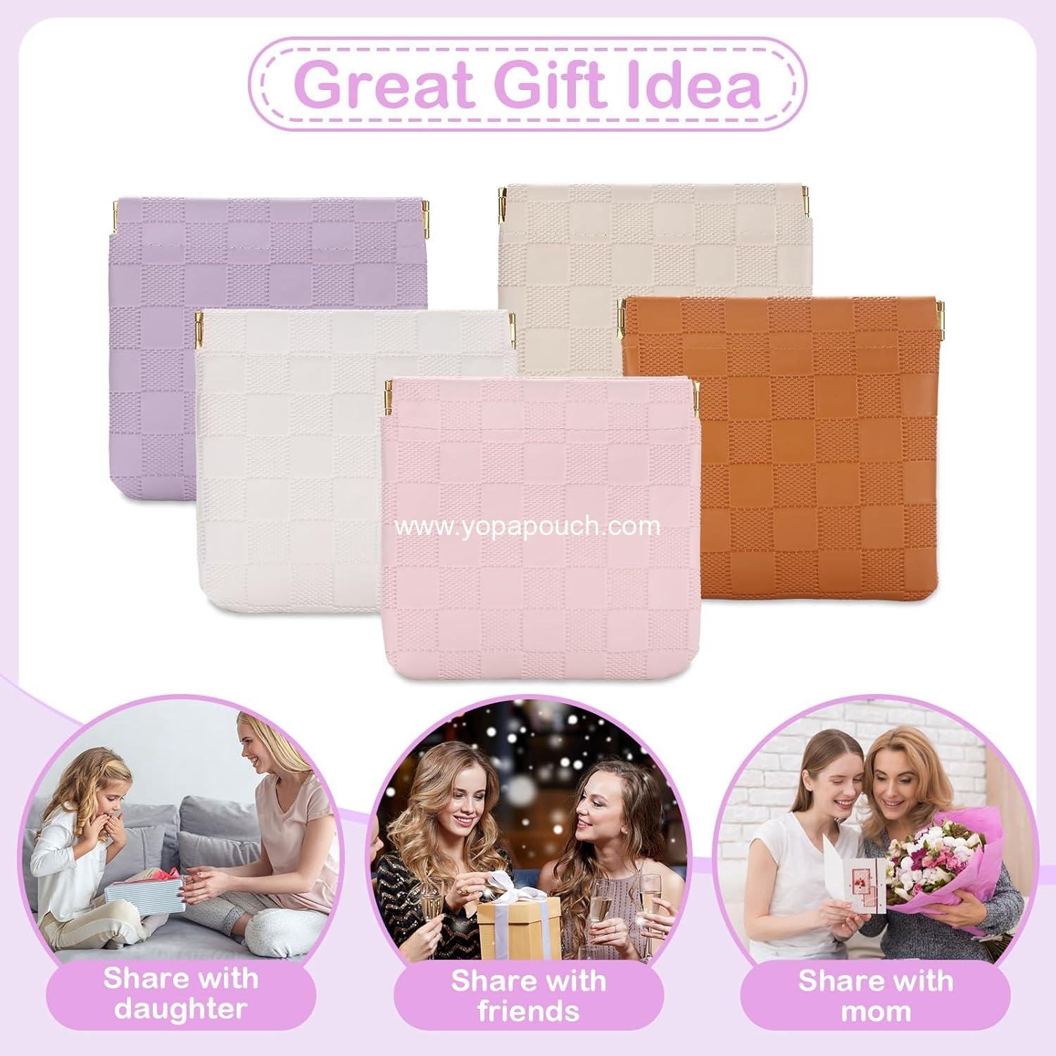 Wholesale 2PCS Small Makeup Bag for Purse Mini Waterproof Cosmetic Pouch Checkered Self-closing Coin Lipstick Small Leather Pouch (Black, White) Supplier