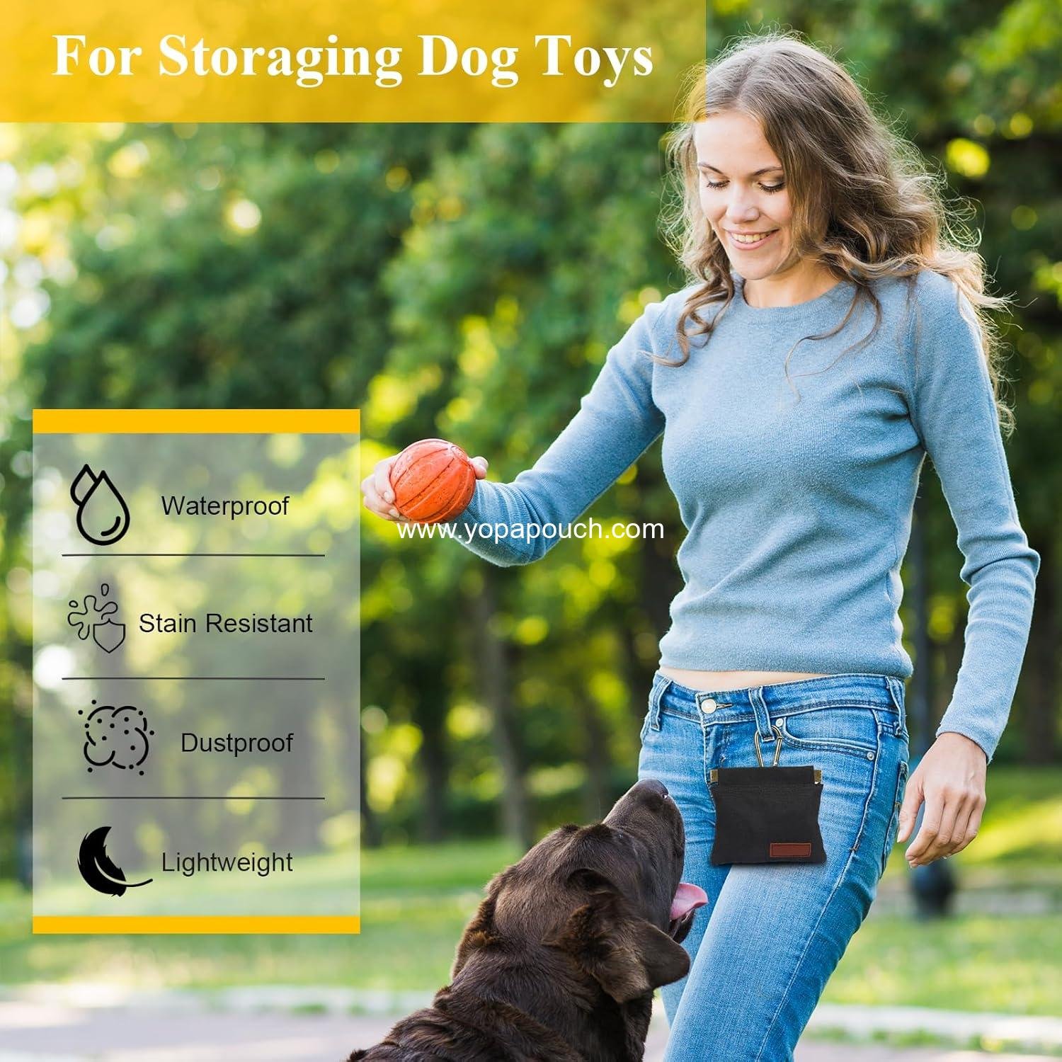 Wholesale 2Pcs Dog Treat Pouches for Pet Training, Hands-Free Puppy Treat Bag with Carabiner, Portable Auto-Closing Dog Walking Bag for Travel or Outdoor Use, Pet Snack Reward Pocket - Black, Green, Supplier