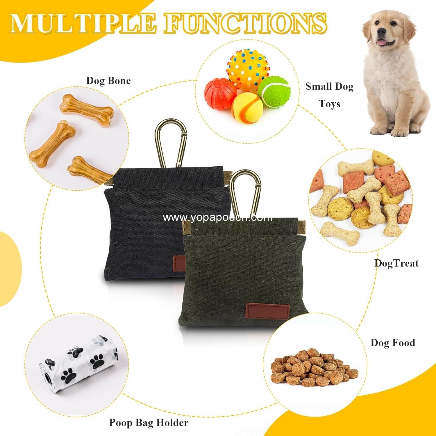 Wholesale 2Pcs Dog Treat Pouches for Pet Training, Hands-Free Puppy Treat Bag with Carabiner, Portable Auto-Closing Dog Walking Bag for Travel or Outdoor Use, Pet Snack Reward Pocket - Black, Green, Supplier